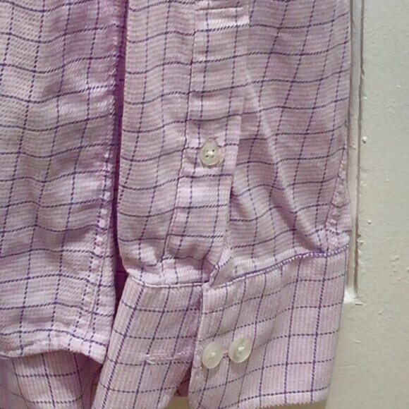 Tattersall London Long Sleeve Dress Button Shirt - 15.5  34/35 Pink with Purple - Picture 6 of 12